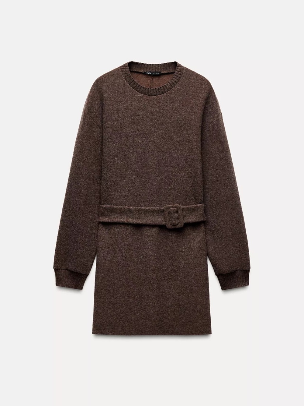 Zara Brown Knit Mini Dress with Belt